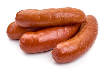 Smoked German Sausages, isolated on white background