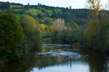 Fototapeta na wymiar Río Asón, tramo bajo en Udalla. Cantabria. España