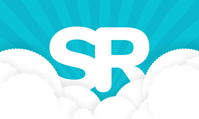 Sky Clouds logotype monogram alphabet characters blue background