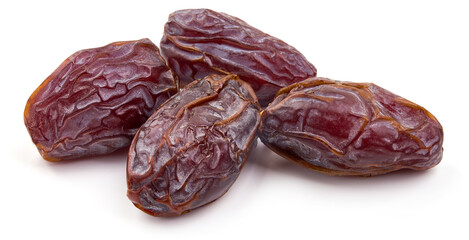 Fresh dried dates Medjool, close-up isolated on white background
