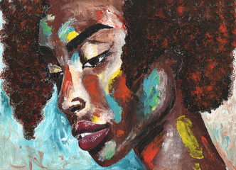 Portrait of african woman in graffiti style. Black lives matter