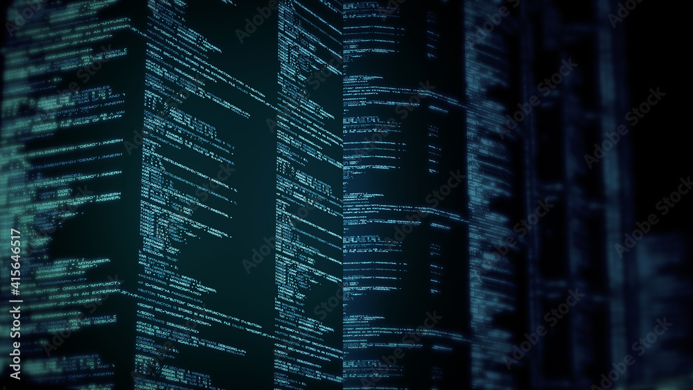 Poster 3d rendered illustration of javascript coding. high quality 3d illustration