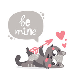 Cat in love vector illustration. Pet, kitten, heart, love, Valentines Day