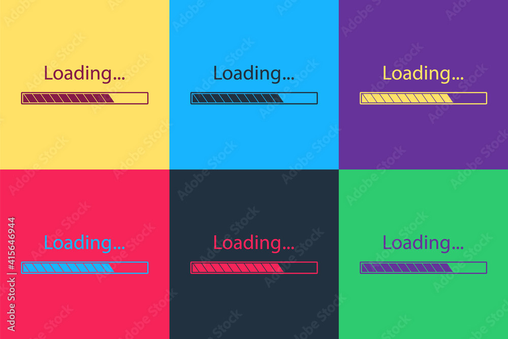 Poster pop art loading icon isolated on color background. progress bar icon. vector.