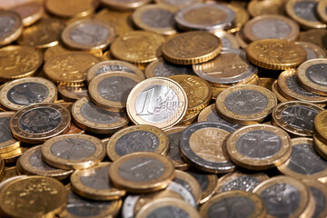 Pile of shiny euro coins