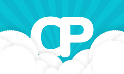 Sky Clouds logotype monogram alphabet characters blue background