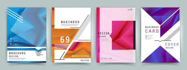 Covers templates set with graphic geometric elements. Applicable for brochures, posters, covers and banners. Vector illustrations.