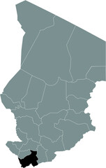 Obraz premium Black location map of Chadian Logone Oriental region inside gray map of Chad