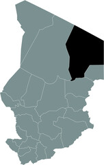Black location map of Chadian Ennedi region inside gray map of Chad