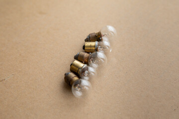 Small vacuum glass light bulbs with a low-voltage filament. Radio components for equipment.