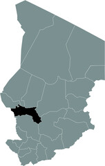 Black location map of Chadian Hadjer-Lamis region inside gray map of Chad