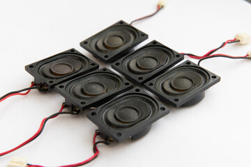 A lot of small sound speakers for radio equipment, laptop, tape recorder. Radio components.