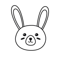 Vector flat doodle hand drawn rabbit bunny face isolated on white background