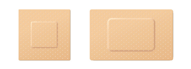 Fototapeta premium Medical patch set. Realistic elastic medical plasters isolated on white background
