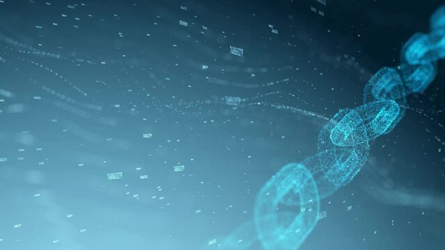 3D abstract chain blockchain mining business network numbers background