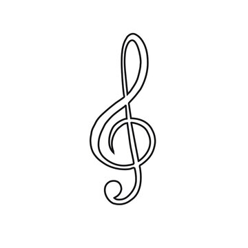 Vector hand drawn doodle sketch music treble clef note isolated on white background