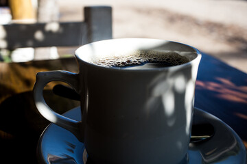 A morning cup of coffee at a restaurant in Lo de Marcos, Nayarit, Mexico