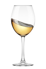 white Wine in glass isolated on white background, full depth of field, clipping path