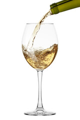 white Wine in glass isolated on white background, full depth of field, clipping path