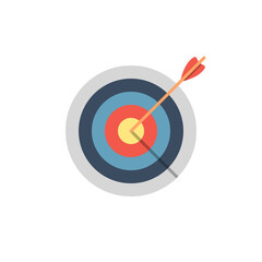 Target with arrow flat vector icon.