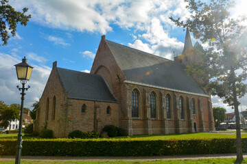 Fototapeta na wymiar Sint Jacobus Church in Renesse, Zeeland, Netherlands in sunshine