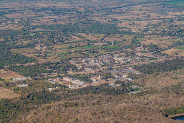 Aerial view of Champaner historical city, Gujarat state, India