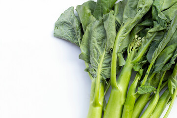 Obraz premium Chinese kale or Kailaan or Hong Kong kale on white background.
