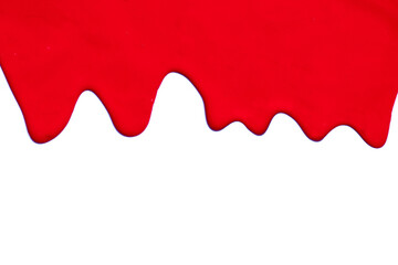 Paint red color dripping, Color cropping on white