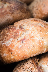 Craft bread on the table at the bakery. The concept of small industries and healthy food