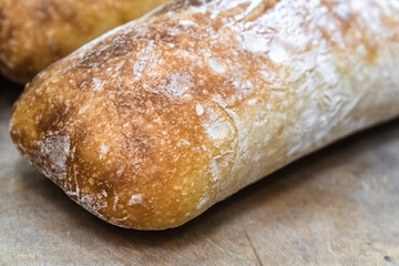 Craft bread on the table at the bakery. The concept of small industries and healthy food