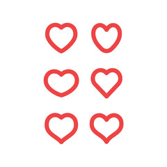 Hearts vector icon collection. Valentine's day romance symbols.