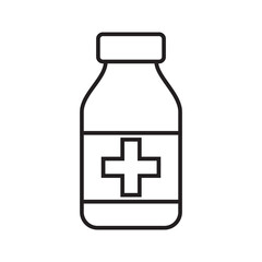 Fototapeta premium Bottle simple medical icon in trendy line style isolated on white background for web apps and mobile concept. Vector Illustration