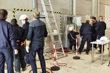Paterna, Valencia, Spain: 01.26.2021; The training of of electricity personal