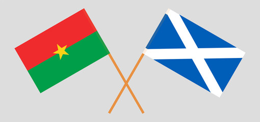 Crossed flags of Burkina Faso and Scotland. Official colors. Correct proportion
