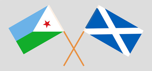Obraz premium Crossed flags of Djibouti and Scotland