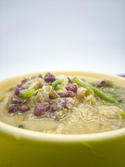 A big cup of cendol, a famous dish for dessert in Malaysia. Selective focus points. Blurred background