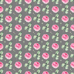 Watercolor hand painted seamless pattern of flowers.