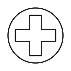 Cross simple medical icon in trendy line style isolated on white background for web apps and mobile concept. Vector Illustration