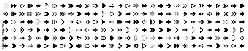 Poster Set arrow icons. Collection different arrows sign. Black vector arrows icons – stock vector