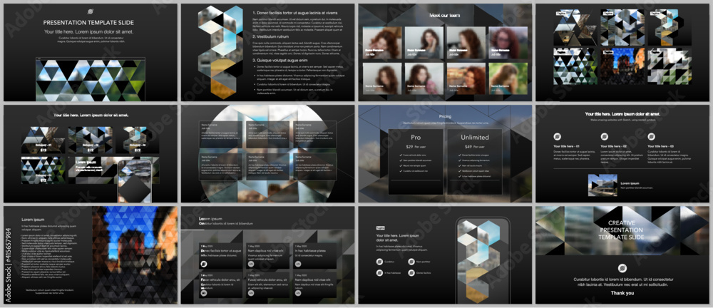 Poster vector templates for website design, presentations, portfolio. templates with triangles, triangular 