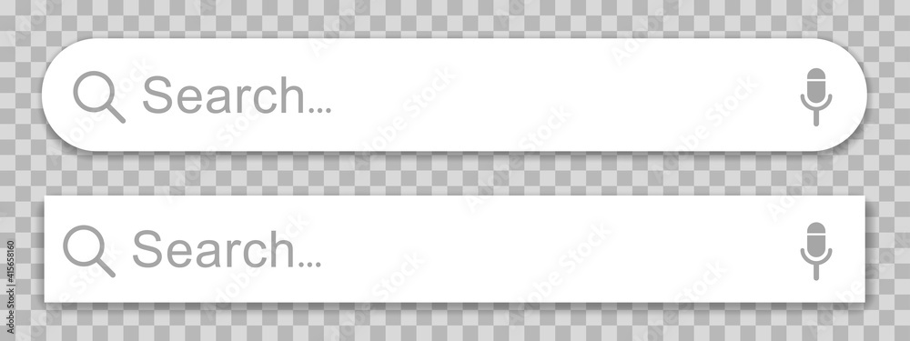 Fototapete Set of search bar web page internet browser button, search box template isolated, search box with shadow on transparent background - stock vector