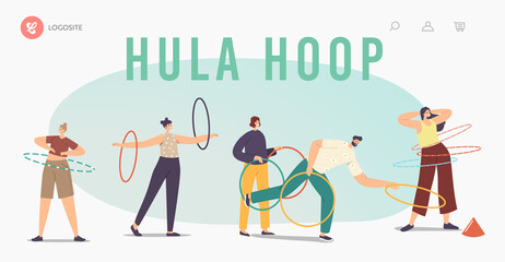 Recreation, Outdoor or Indoor Active Sparetime Landing Page Template. Adult Male or Female Exercising with Hula Hoop © Pavlo Syvak
