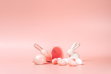 Creative photo of easter eggs on colorful background.