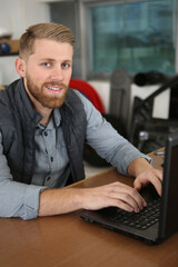 architect construction engineer working with laptop in office