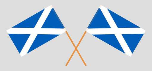 Crossed flags of Scotland. Official colors. Correct proportion