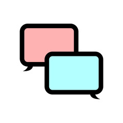 Dialog icon in text messaging. Two clouds with conversations. Vector illustration on a white background.