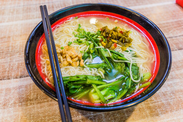 Meal in China - bowl of Sichuan noodles