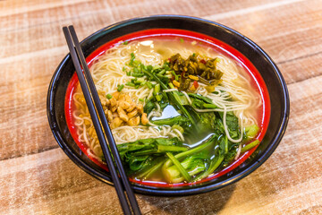 Meal in China - bowl of Sichuan noodles