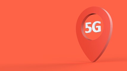 5G Orange Red icon 3d illustration render