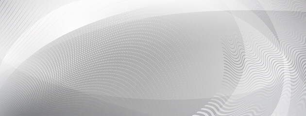 Abstract background made of curves and halftone dots in gray colors